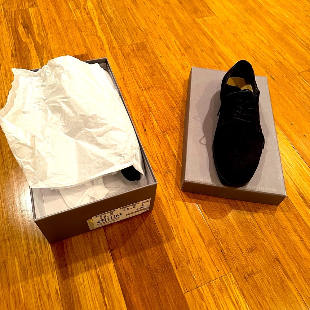 Navy Blue Suede Dress Shoes